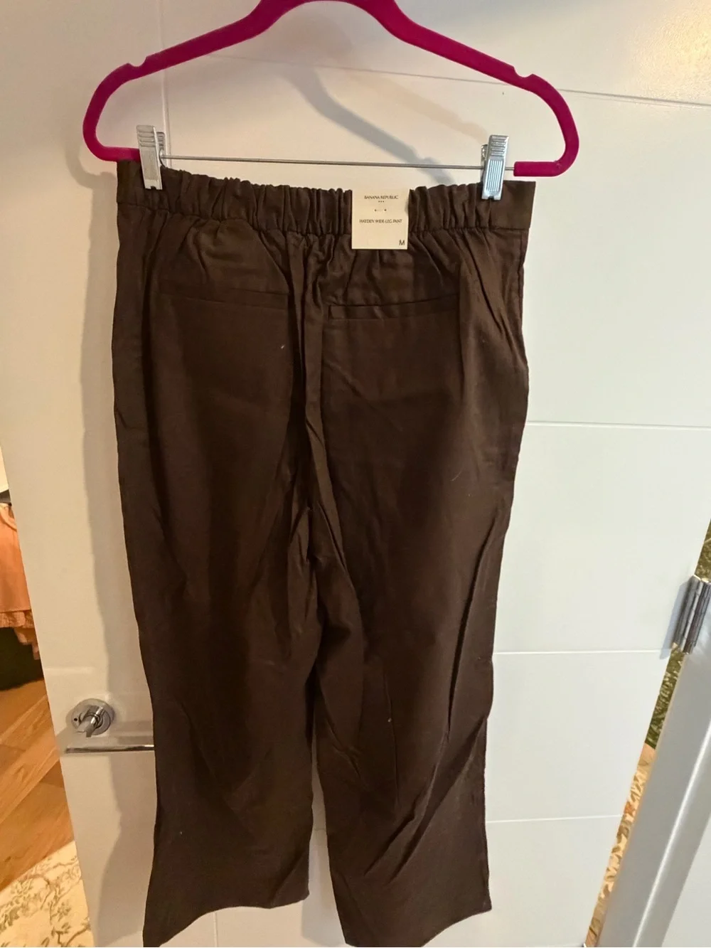 Banana Republic Women’s Linen Dark Brown Straight-Leg Pants